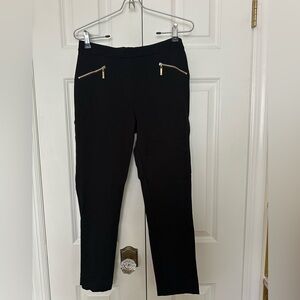 Ivanka Trump Black Leggings with Faux Gold Zipper detail - size small